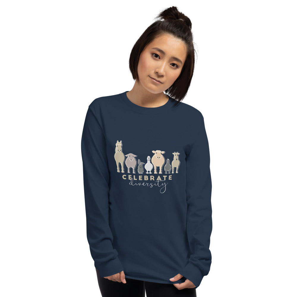 'Celebrate Diversity' Long Sleeve Shirt in Navy