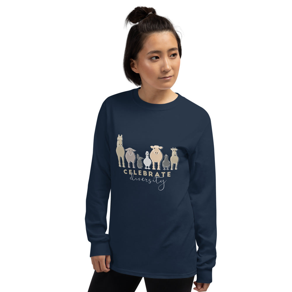 'Celebrate Diversity' Long Sleeve Shirt in Navy