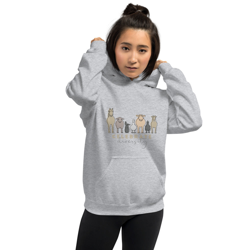 'Celebrate Diversity' Unisex Hoodie in Grey