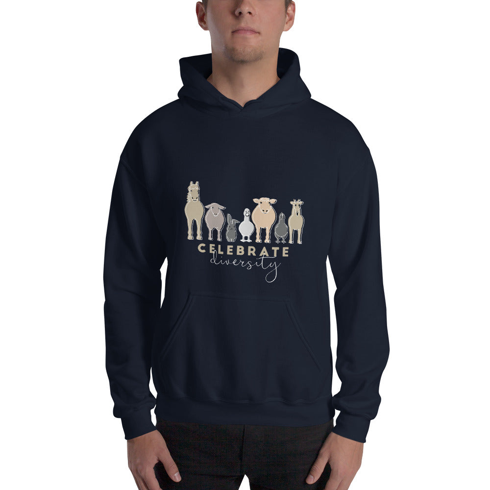 'Celebrate Diversity' Unisex Hoodie in Navy