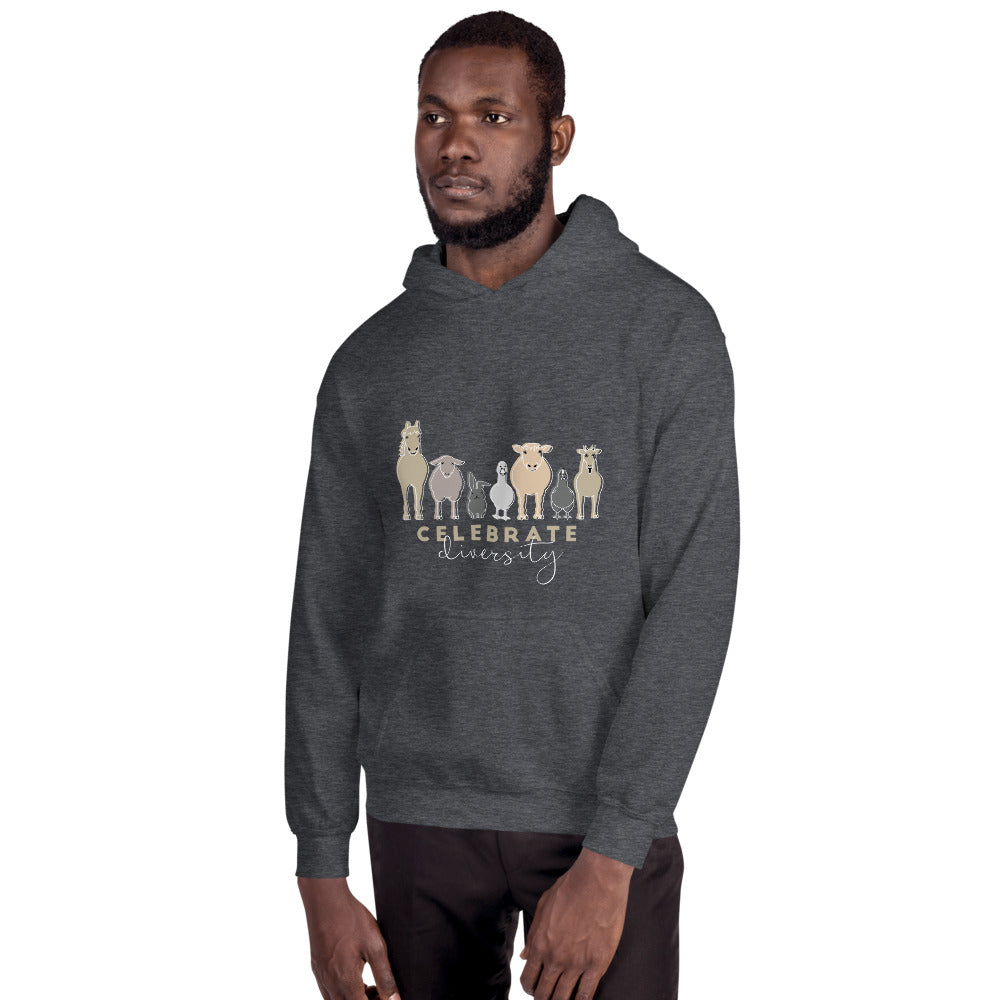 'Celebrate Diversity' Unisex Hoodie in Dark Grey