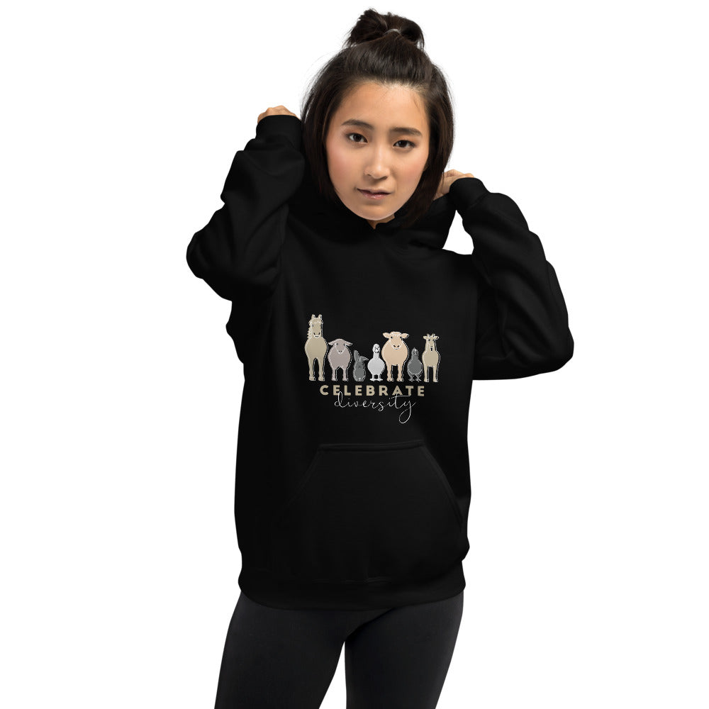 'Celebrate Diversity' Unisex Hoodie in Black