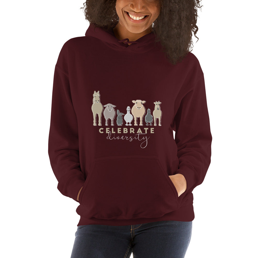 'Celebrate Diversity' Unisex Hoodie in Maroon